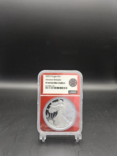 2025-S American Silver Eagle S$1 Advance Release  PF69 Ultra Cameo  Red EDC Core