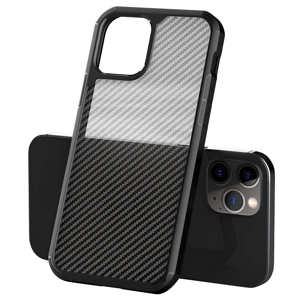 Coque carbone iPhone 12 Pro Max Crong hybride rigide noire