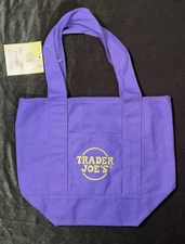 Trader Joes Mini Halloween Canvas Tote Bag Purple Color Limited Edition NWT