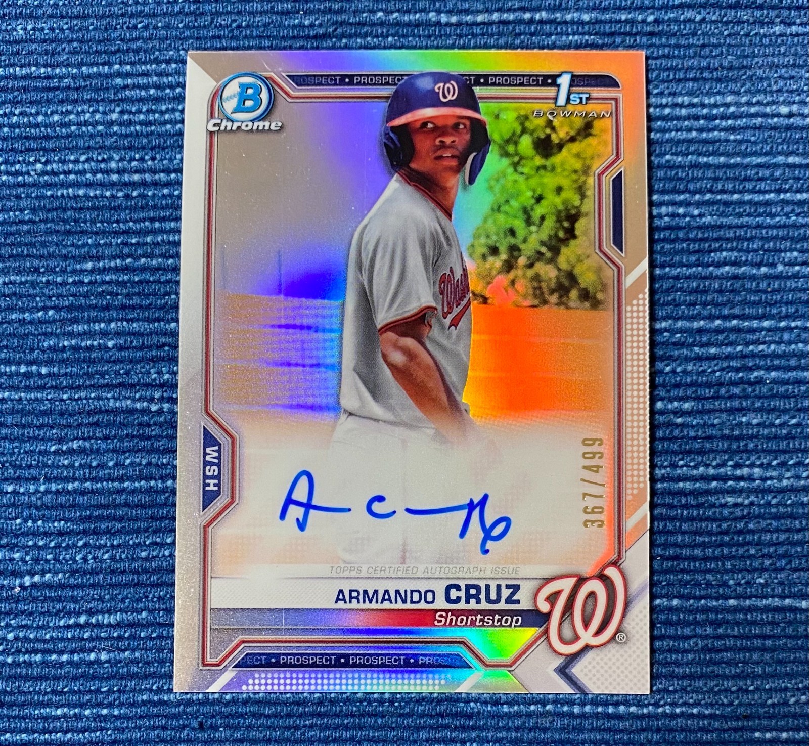 2021 Bowman Chrome #CPA-AC ARMANDO CRUZ 1st Autograph Refractor /499 Nationals