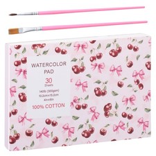 30 Sheets Watercolor Paper Pad with 2 Pcs Watercolor Brush, 140 lb/300 GSM