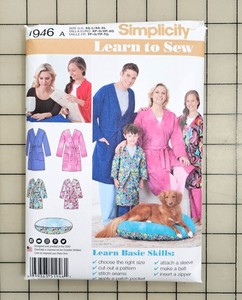 Simplicity Pattern 1946 A Unisex Women Men Teen Child Pet Bed Robe XS-XL UNCUT