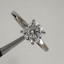 1.07 tcw Round Brilliant Natural Diamond Engagement Ring. CTR GIA 1.00 ct SI1 G
