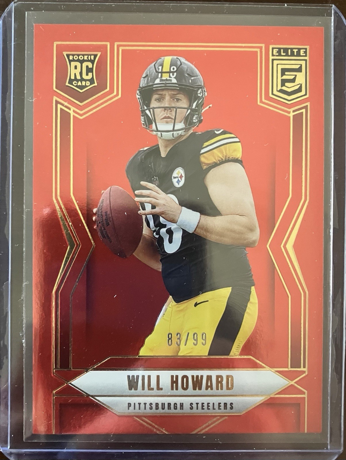 2025 Donruss Elite Will Howard Red /99 RC #150 Rookie Steelers