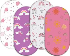 4 Pack Stretch Soft Baby Bassinet Sheet for Girls, Boys, Breathable Cozy Rain...