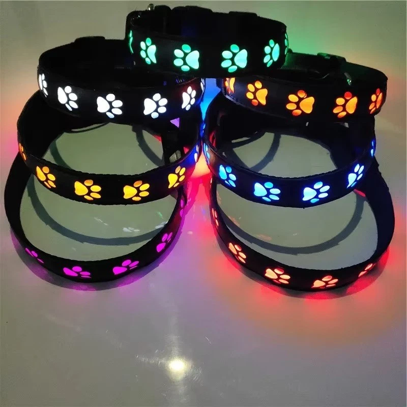 LED Dog Collar Light Up Safety Glow Collar Night Walking Anti Lost Pet
