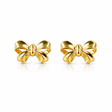 14k Solid White Yellow Gold Bow Tie Stud Earrings