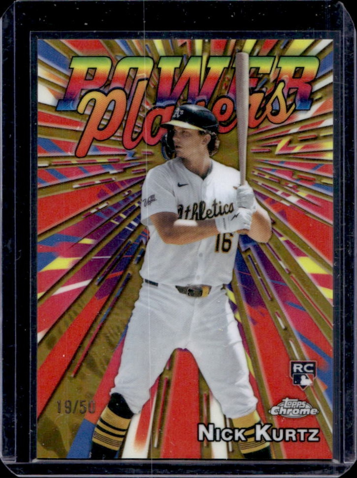 2025 Topps Chrome Update Nick Kurtz Power Players RC Gold Refractor #/50