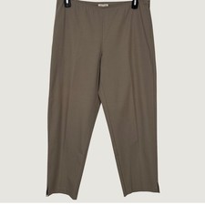 Eileen Fisher Womens Organic Cotton Stretch Side Zip Cropped Pants Taupe Large