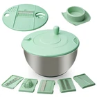 4.25 Qt Stainless Steel Salad Spinner Large Fruits Vegetable Dryer with 5 Blade