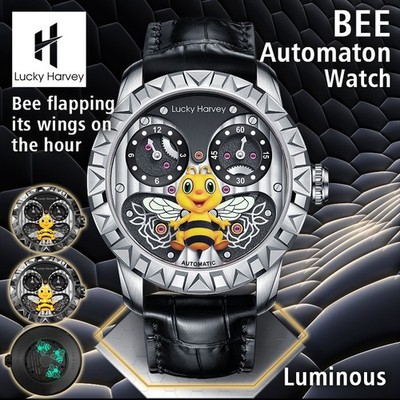 Lucky Harvey Bee Automatic Round Sapphire 43mm Man Watch Luminous Luxury uhr
