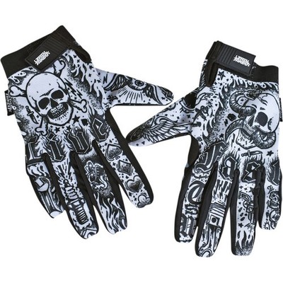 LETHAL THREAT Tattoo Gloves - White - M - GL15017M