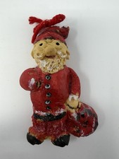 Vintage Composition Santa Claus Ornament Hand-Painted Primitive Folk Art 1940s