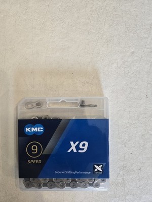 KMC X9 9-Speed Bicycle Chain 116 Links, Silver/Gray, New