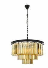 Kitchen Island Dining Room Golden Teak Crystal Chandelier 9 Light Fixture 26"