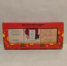 NIB L'Occitane Trio De Savons Flourax Floral Scented Soap Trio 1.7 Oz