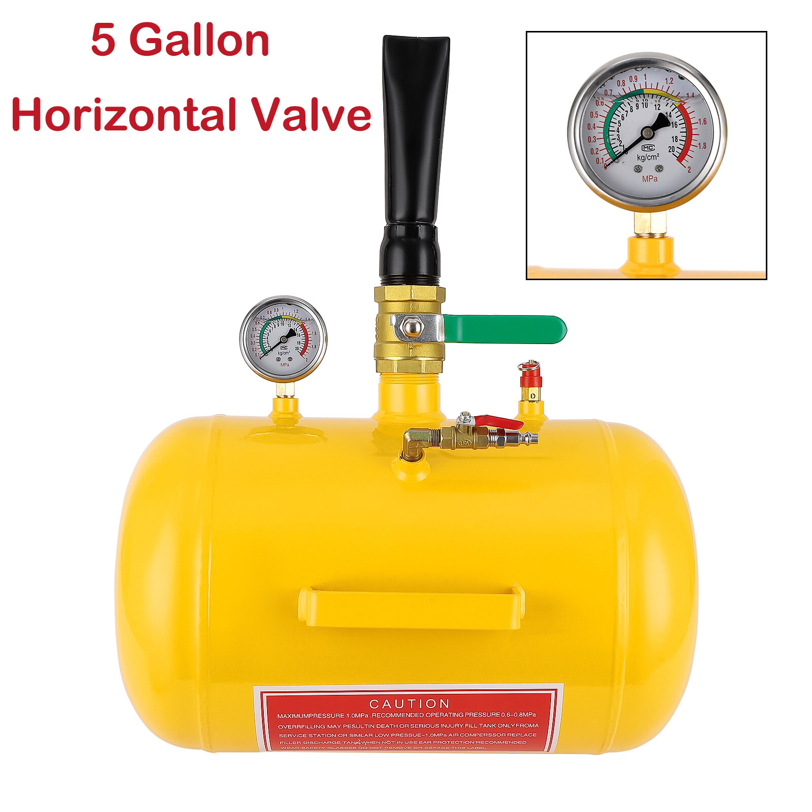 5 Gallon Air Tire Bead Seater 145PSI Horizontal Valve Inflator Tank with Gauge