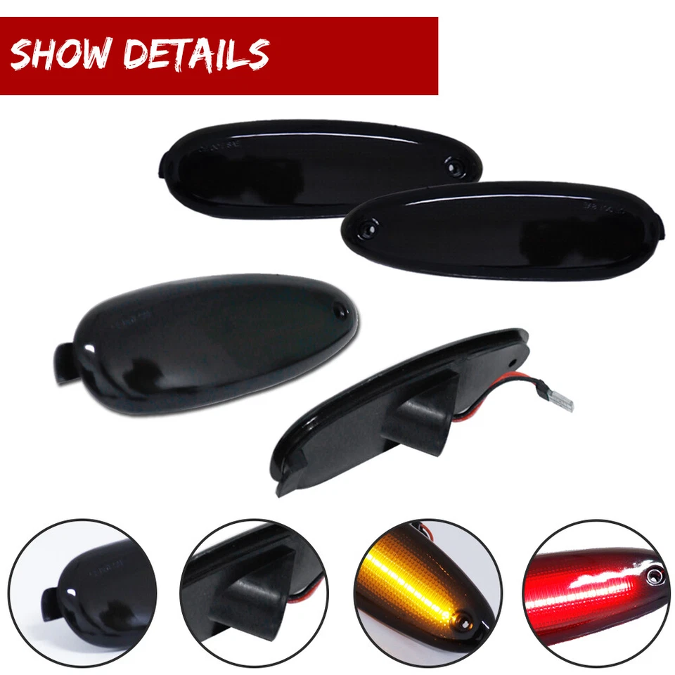 4X Smoke Front + Rear LED Side Marker Lights For 96-99 Ford Taurus Mercury Sable - Image 4 of 4