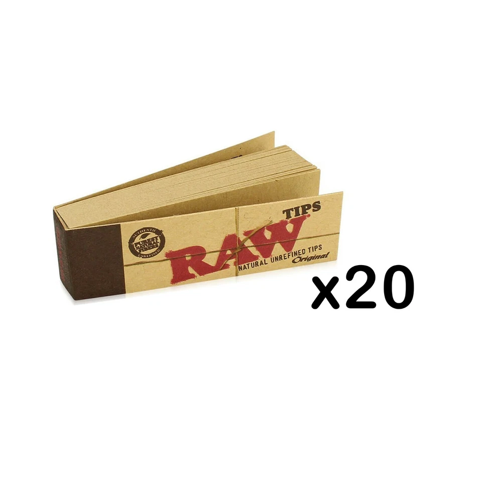 RAW Authentic Original Natural Rolling Paper Roach Filter Tips ( 20 Booklets)