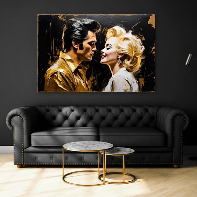 WANDBILD MARILYN MONROE , ELVIS PRESLEY KUNST DRUCK ACRYLGLAS LEINWAND , POSTER