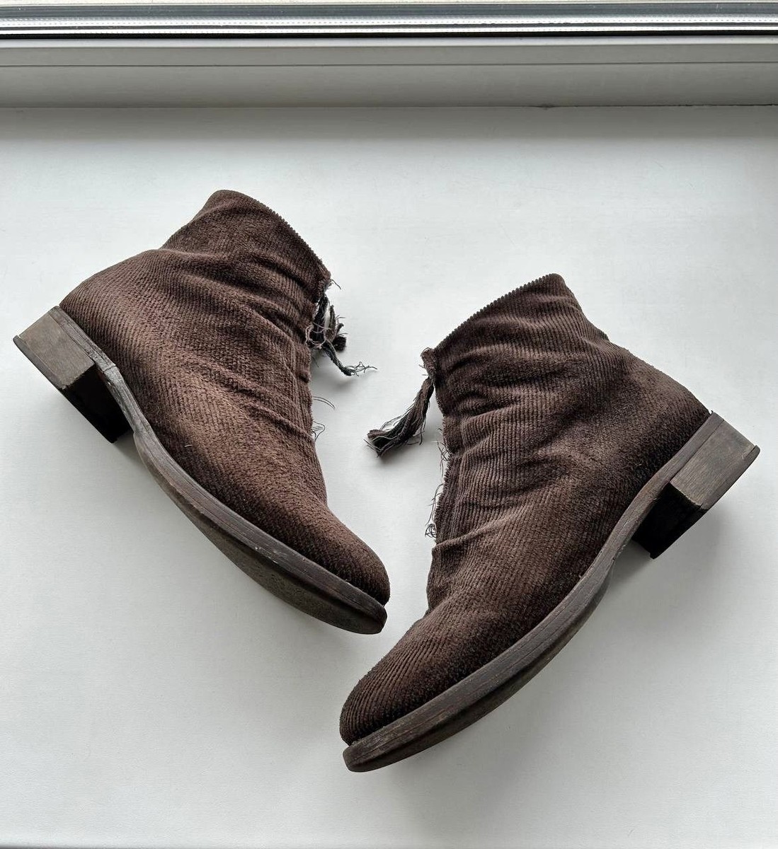 Cherevichkiotvichki Layered Corduroy Leather Ankle Zip Boots Cherevichkiotvichki Layered Corduroy Leather Ankle Zip Boots
