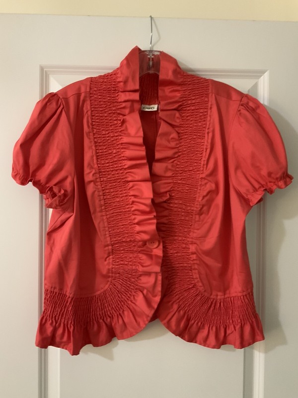 cato large coral orange pleated jacket