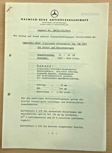 Mercedes-Benz AG, Dieselmotor OM 636, Offerte, Zeichnung, Daimler um 1955