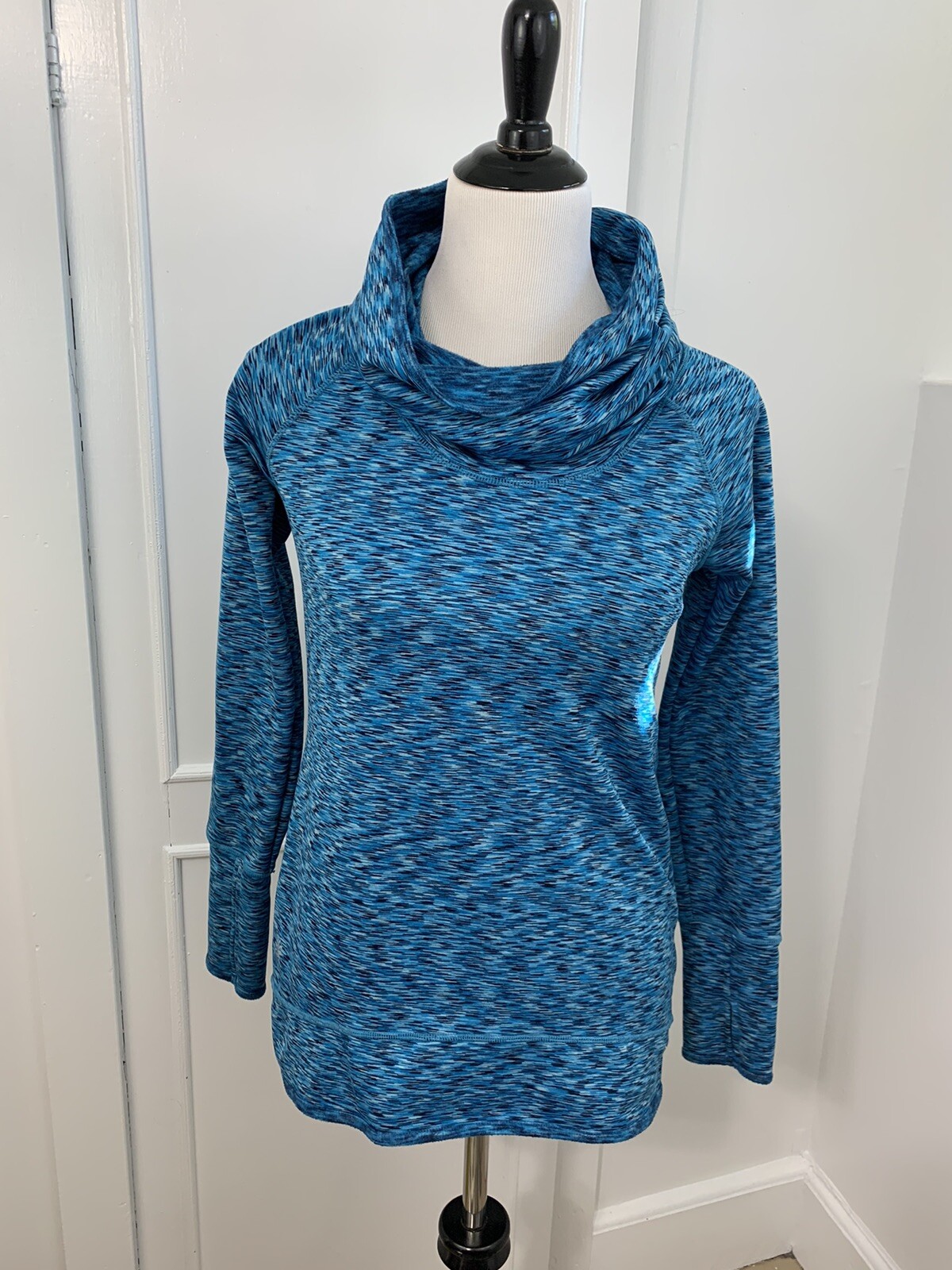 Athleta Tranquility Pullover Blue Spaced Dye Cowl… - image 1