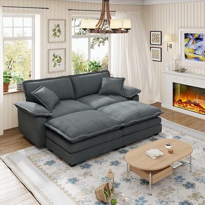 Deep Seat Sectional Cloud Sofa with Ottomans Pillows
