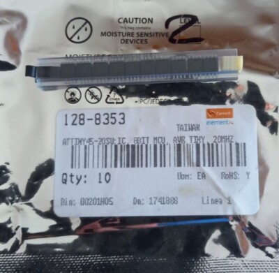 10pcs ATTINY45-20SU AVR microC. EEPROM: 256B Static RAM: 256B Flash: 4kB SO8-W