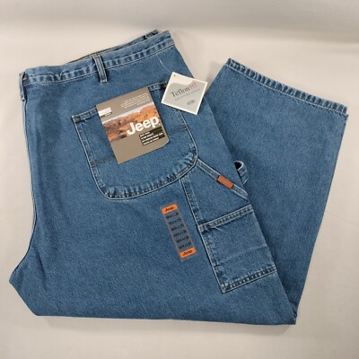 NWT JEEP Brand Carpenter Teflon HT Blue Denim Jeans Mens Size