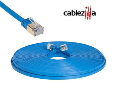 #ad CAT7 Flat SFTP Ethernet Patch Cable 10Gbps Blue Cord 6FT 100FT Multi Pack LOT $994.65