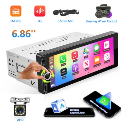 CFRIATO MP5 Player Apple Carplay Single 1 Din Car Stereo Radio GPS WIFI BT Touch Screen