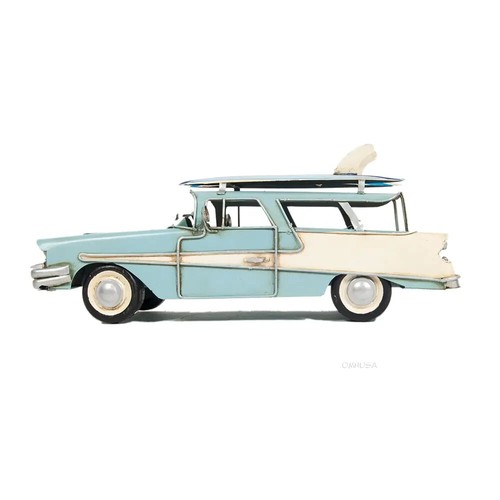 Ford Country Squire 1957 camioneta modelo de automóvil azul con matrícula - Imagen 3 de 10