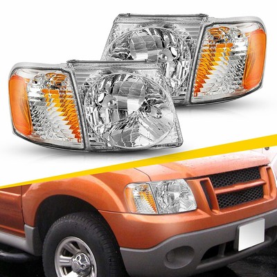 For 2001-2005 Ford Explorer Sport|Limited|XLT|Platinum Chrome Headlights Pair R