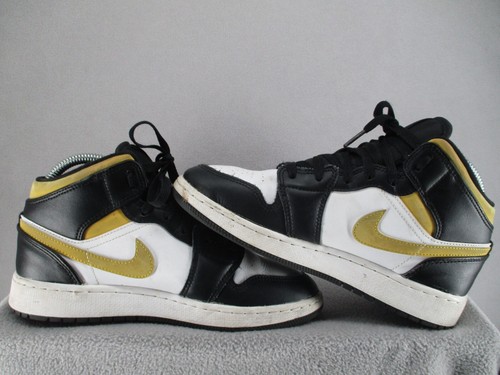 Jordan 1 Shoes Kids 5Y Black Gold White Mid Camo GS Grade School Logo Sneakers - Picture 8 of 17