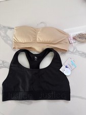 Justice Girls 2 Pack Sport Bra/Bandeau Bra - Black/Beige