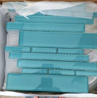 Teal Glass Contemporary Mosaic TIle Giorbello G8011