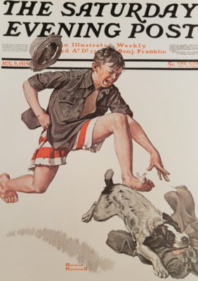 Boy Chasing Dog With Pants by Norman Rockwell Saturday Evening Post Cover Print
