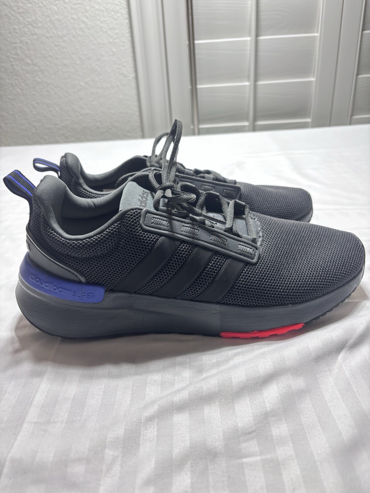 Adidas GZ8185 Cloudfoam Running Shoes Mens 9.5 Black Mesh Low Top Lace Up