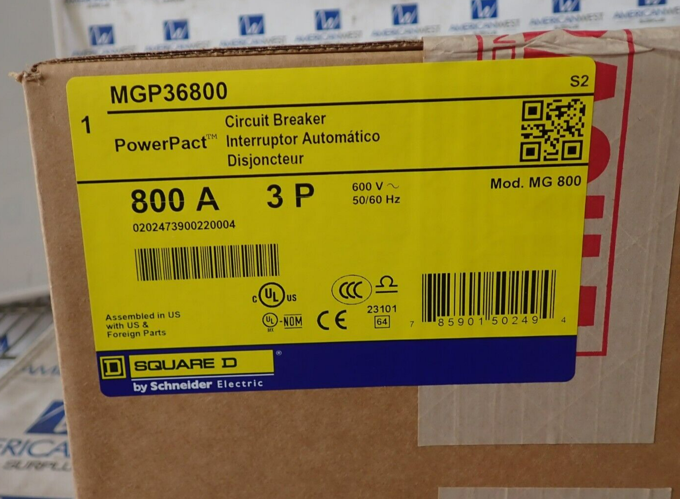 Square D MGP 3 Pole 800 Amp 600v Circuit Breaker Black MGP36800 for ...