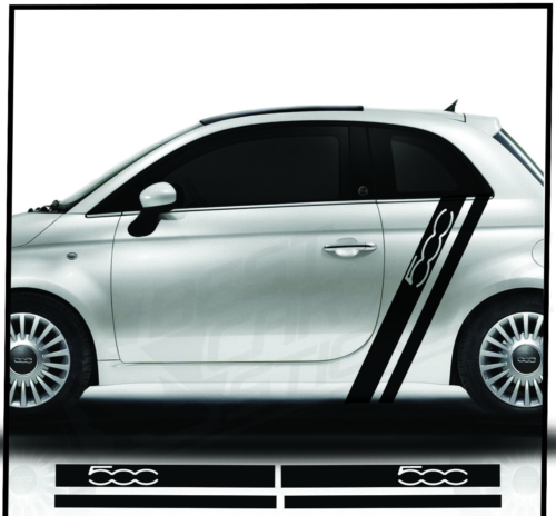Fiat 500 Side Racing Stripes Car Stickers /Car Graphics Vinyl Made In UK Decals - Picture 1 of 2