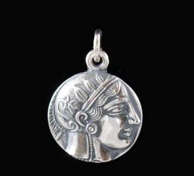 Goddess Athena silver pendant - Athenian Tetradrachm - Owl Symbol of Wisdom