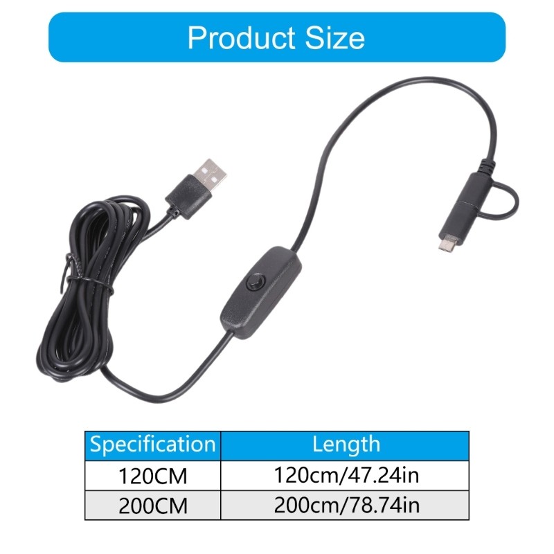 On Off Control Charging Cable USB to Type C & USB for Various ...
