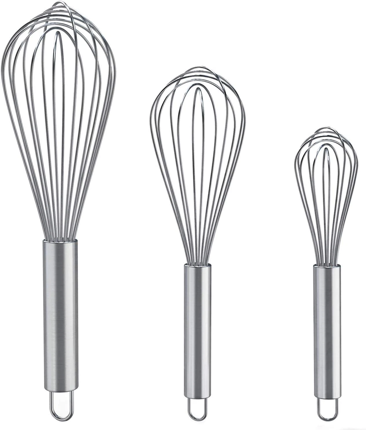 Stainless Steel Whisk Set, 3 Pack for Blending and Whisking, 8"-12