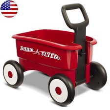 2-In-1 Kids Play Wagon Push Walker Locked Handle Stowing Toys 1 - 4 Years Red