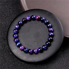 Galaxy Tiger Eye 8mm Beaded Healing Protection Strength Stretchy Bracelet Gifts