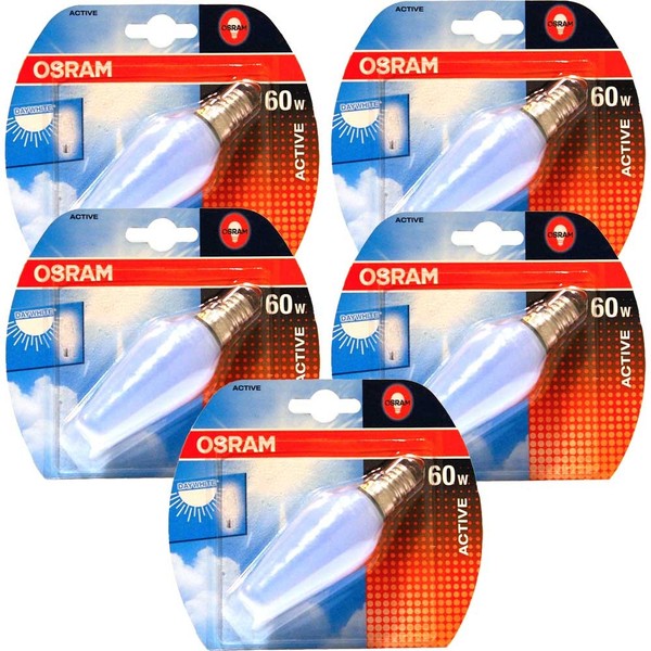 5 X Osram Kerzen GlüHbirne Active Bc 60W E14 Matt Daywhite Tageslicht -> Dimmbar-image