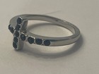 Black Crystal Cross Ring Cross Rhodium plated women’s 6.5 religious silver tone — photo 3