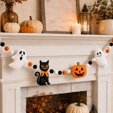 6.6 ft Halloween Felt Banner, Ghost Cute Halloween Decor Pumpkin Decoration fo
